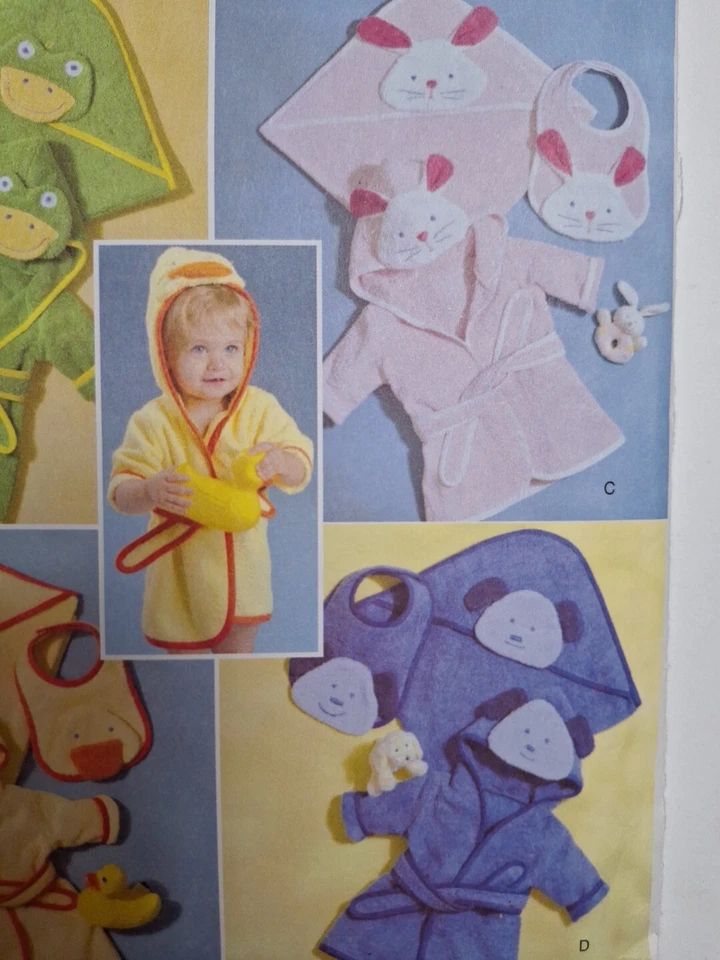 Bath Robe Hooded Towel Bib Bath Set Baby Butterick B4053 4053 Sewing Pattern - Image 3 of 4