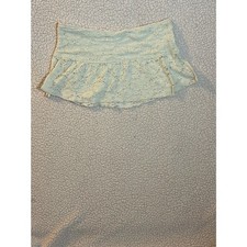 Y2K Coquette Cream Lace Micro Mini Skirt Tiered Ruffle Boho