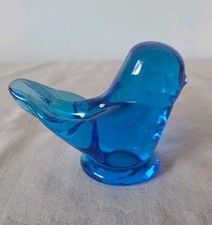 Signed Art Glass Blue Bird Of Happiness Leo Ward