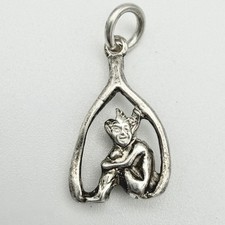 Vintage 925 Sterling Silver Wishbone & Imp Charm Pendant