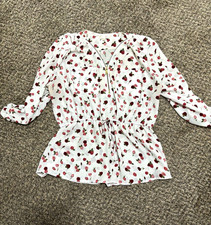Stella Tweed Floral Zip-Front V-Neck Puff Lon...