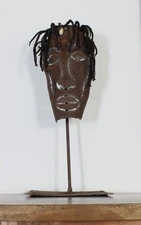 Jerry Gant Graffiti Artist Cut Metal Expressionist Face Mask Sculpture 21" 