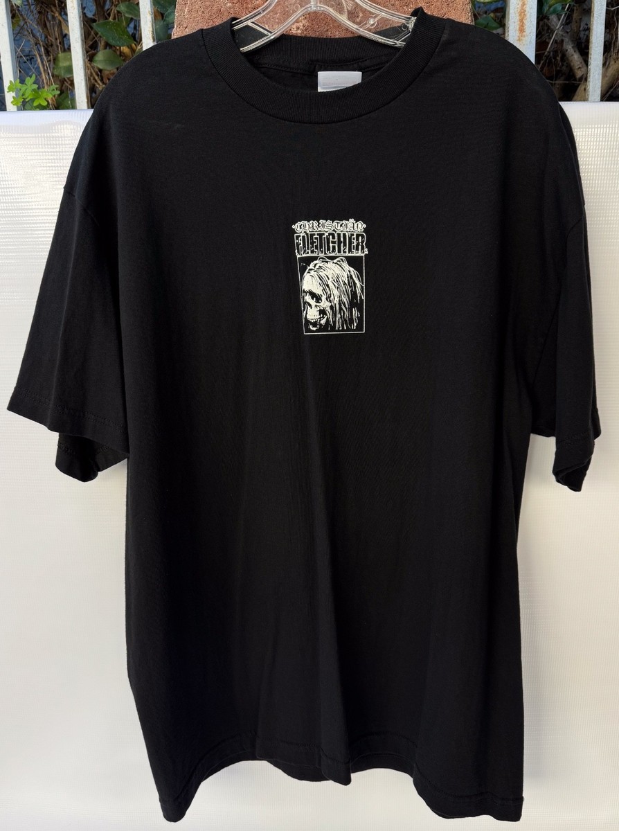 Vintage 90s Christian Fletcher Surf T-Shirt Skull Graphic Black XL