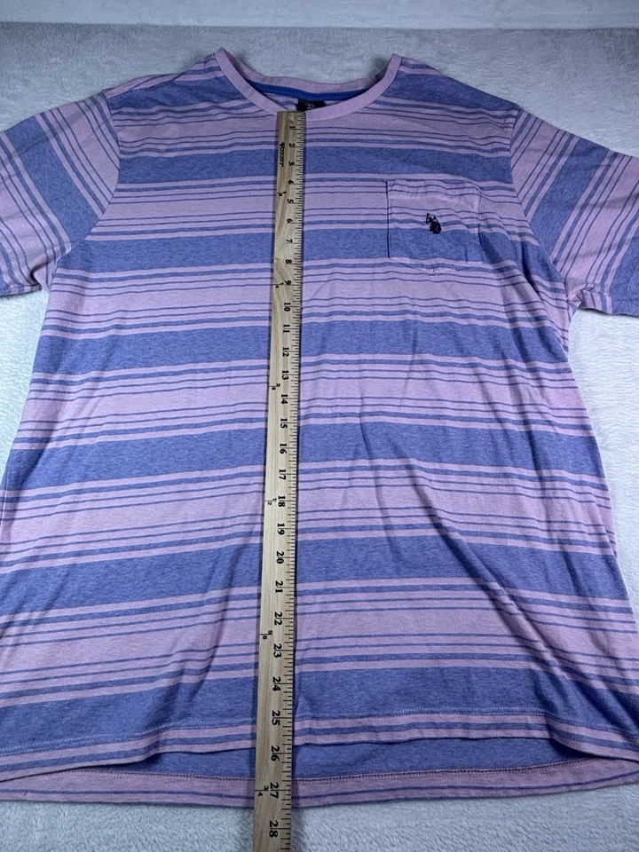 Camiseta Polo Assn Para Hombres Manga Corta Clásica Logo Talla XL Rosa y Azul De Colección Foto 3 de 4