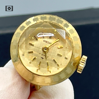 Vtg1988【N Mint/Box】Seiko 11-0290 Hand-winding 18mm gold Ring