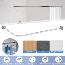 Shower Curtain Pole L Shape Curved Shower Curtain Rods Extendable Bathtub Rail
