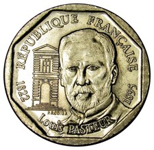 France 2 Francs coin 1995 Km#1119 Louis Pasteur (a2)