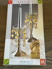 NIB amber beaded bobeches set of 2 for candel holders or chandelier