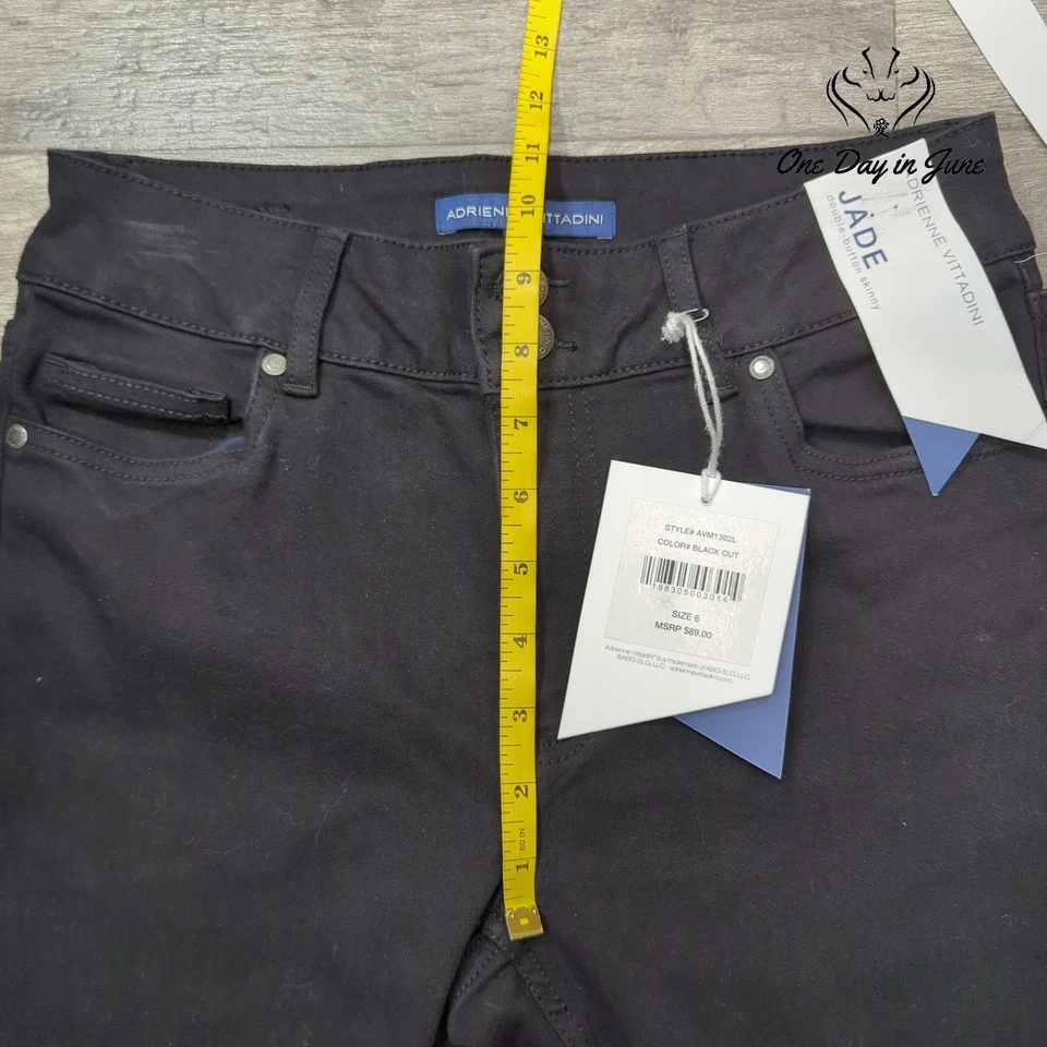 Pantalones de mezclilla ajustados Adrienne Vittadini jade doble botón talla 6 Foto 4 de 4