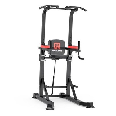 Power Tower Dip Station, Multi-Function Assistive Trainer Pull Up Black Grey