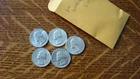 Lot of 5 Silver Washington Quarters All 1964 From A Local Estate