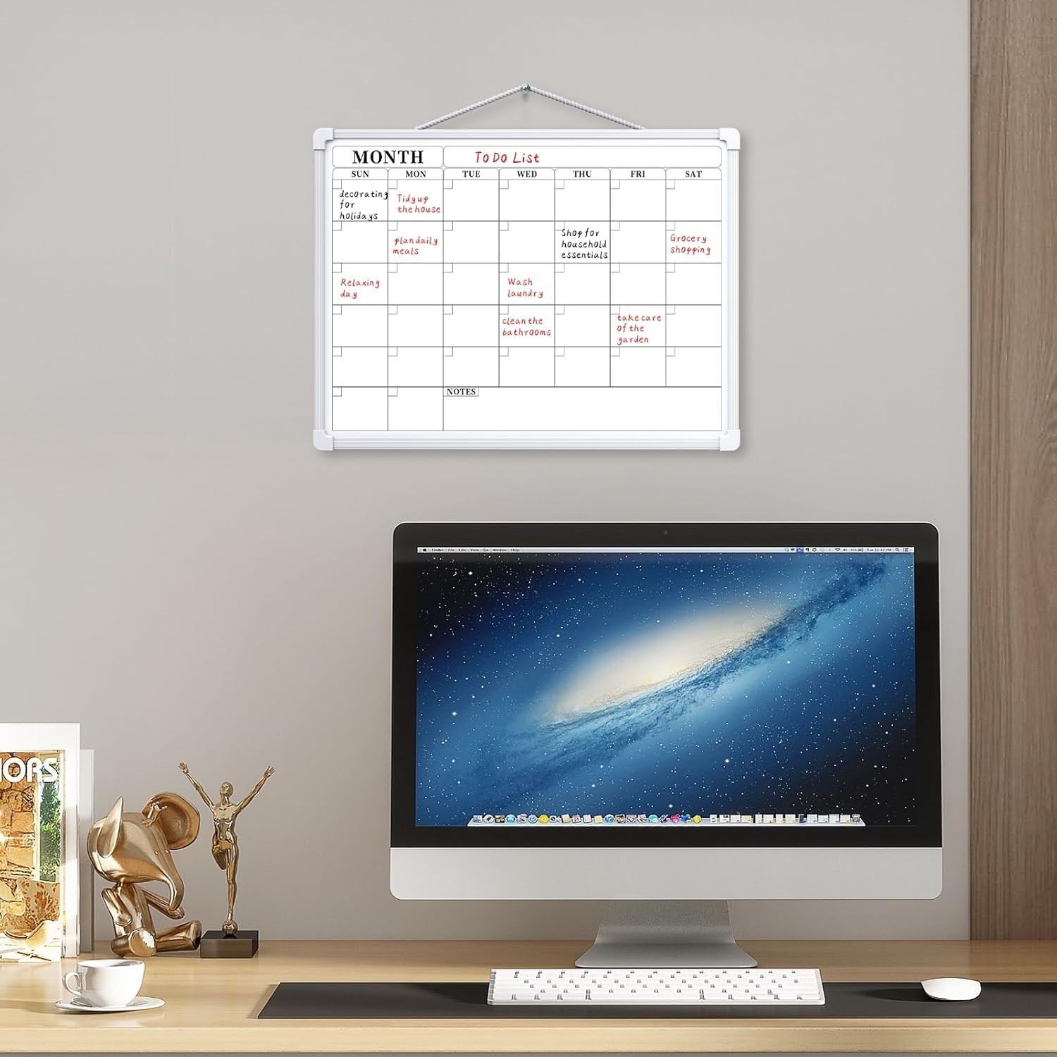 Monthly Calendar Dry Erase Board, 16"x12" White Board Dry Erase for Wall, Small