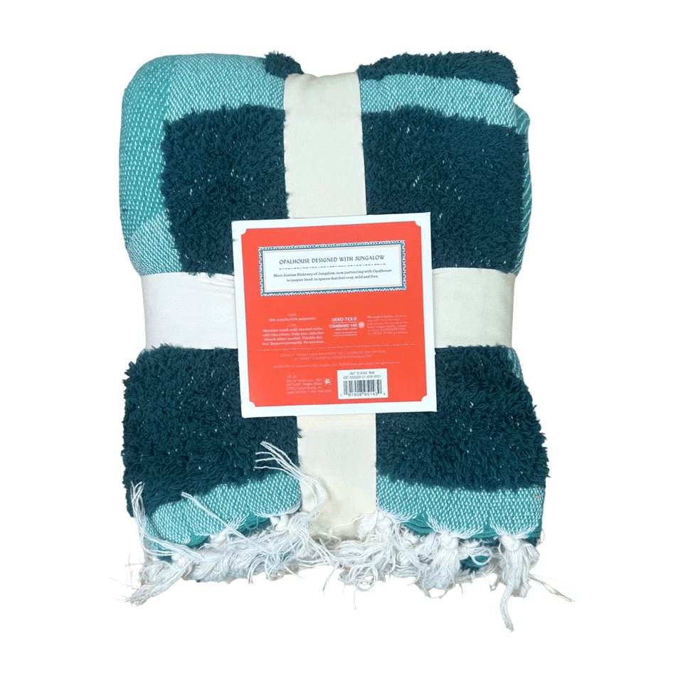 "Manta OpalHouse diseñada con borla verde azulado Jungalow 50"" x 60""" Foto 3 de 3