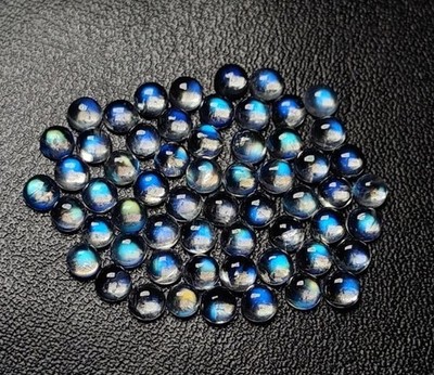 8A Top Quality Rainbow Moonstone Amazing Multi Blue Falshy Fire Round Shape3.5MM