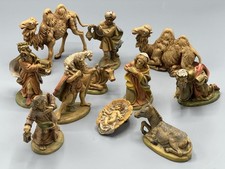 Vintage Made in Italy Nativity Set Hollow 4  Resin Christmas Figures Lot Of 11