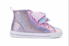 New JoJo Siwa Girls High Top Sneakers Silver Glitter Toddler Size 12