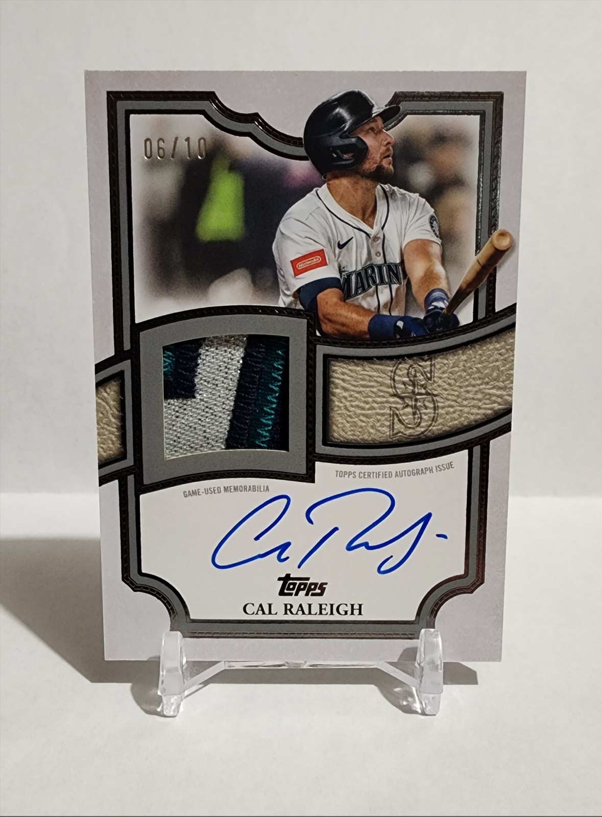 2026 Topps Series1 Flagship Cal Raleigh Auto Patch BlackParallel 6/10 #TFAP-CRH