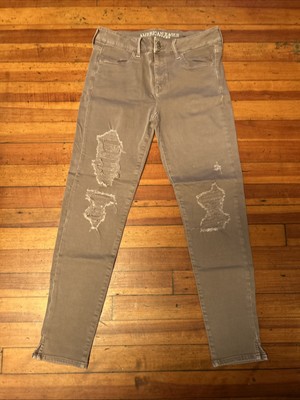 American Eagle Super Stretch X Mauve Destroyed Jegging Size 8 Brown