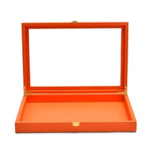 Oirlv Clear Lid Flat Jewelry Tray Stackable Display Storage Box Premium Leath...
