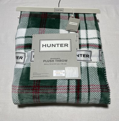 Hunter Reversible Plaid Plush Throw - Green  Soft Cozy Blanket 50x70 NWT