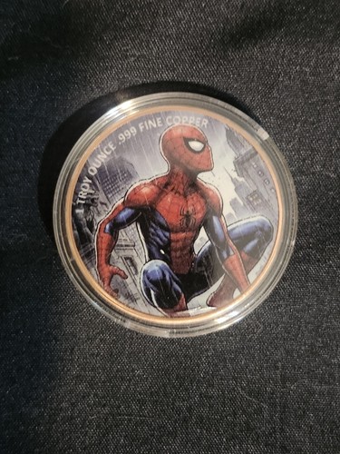 1oz .999 Fine Copper Colorized Spider-Man On One Side Venom On Other Side