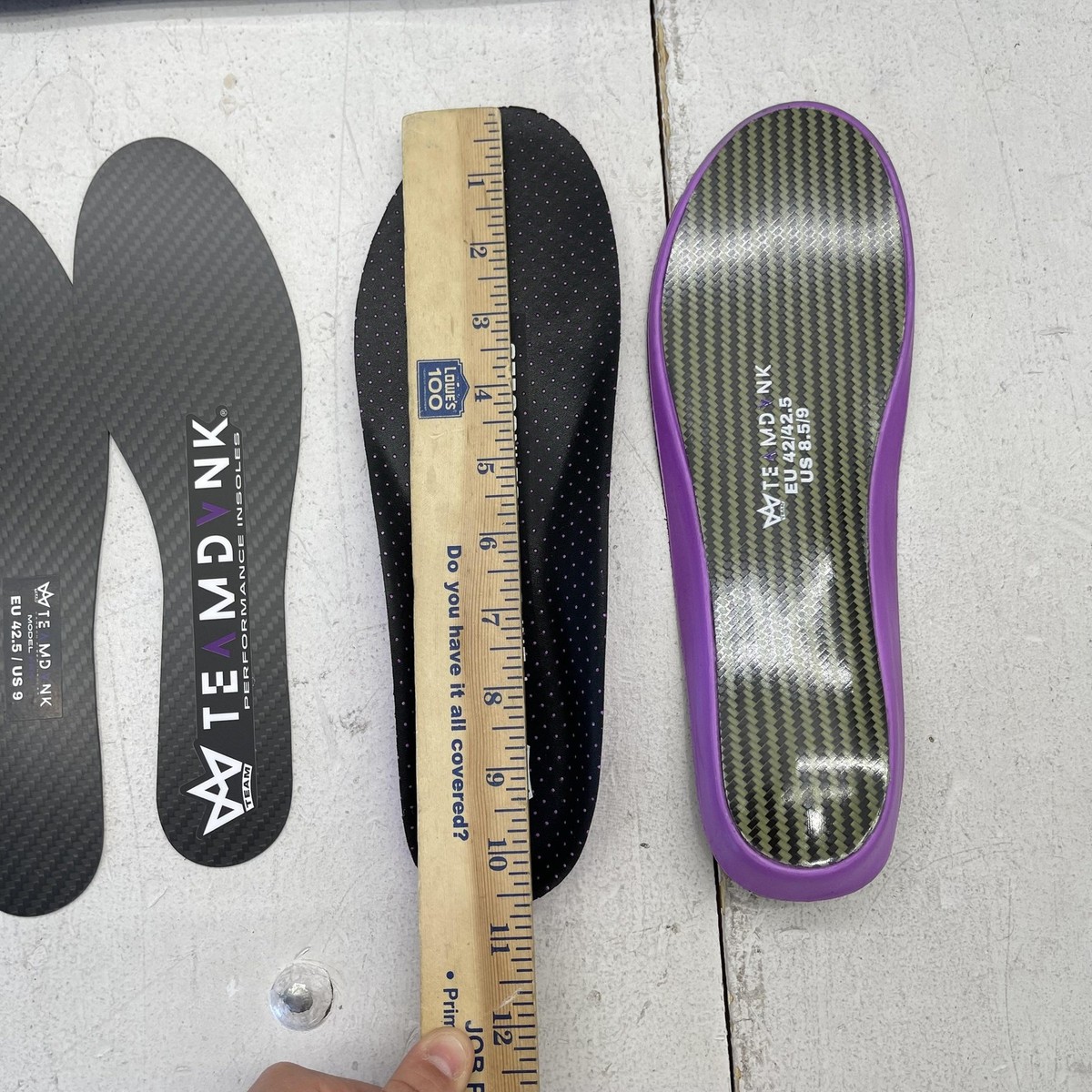 TEAMDVNK Carbon Fiber Insoles Mens 8.5- 9 Black Running