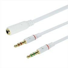 Headset Splitter 3.5mm Jack Dual Male Adapter Mic and Audio Headphone Gold