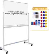 New Rolling Whiteboard Double Sided Magnetic 48x36 Mobile Fast Shipping