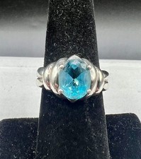 Vintage / Modern Sterling Silver .925 London Blue Topaz Ring - Size 7 - 5.92g