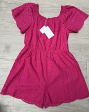 Zara Embroidered Girls Jumpsuit Pink  💯 Cotton Size 13-14 Years New with Tags