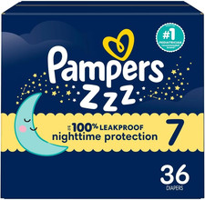 Pampers ZZZ Overnight Diapers, Size 7 41 Lbs , 36 Count, Nighttime Protection