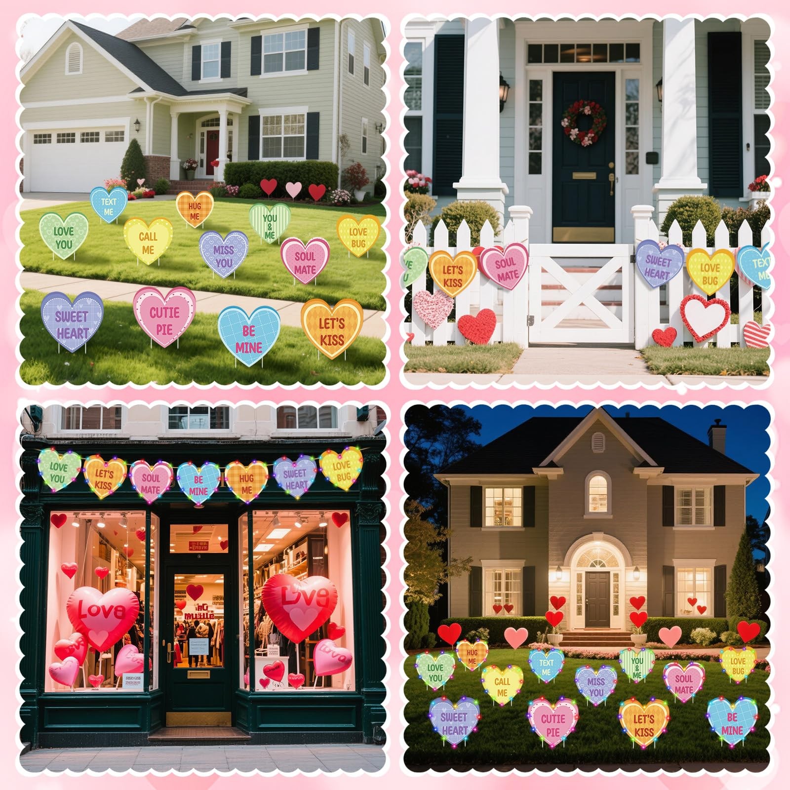 12 Pcs Valentines Outdoor Yard Signs with Lights Conversation Hearts Decorati... thumbnail 6
