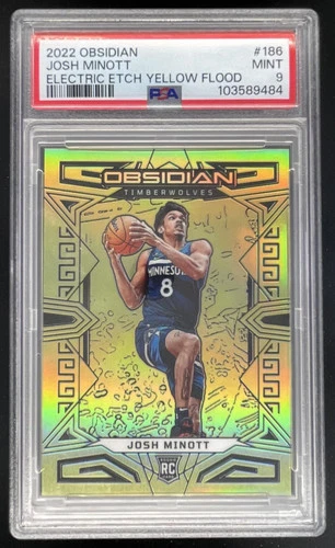 2022 Panini Obsidian Basketball Electric Etch Yellow Flood Josh Minott #186 PSA 9