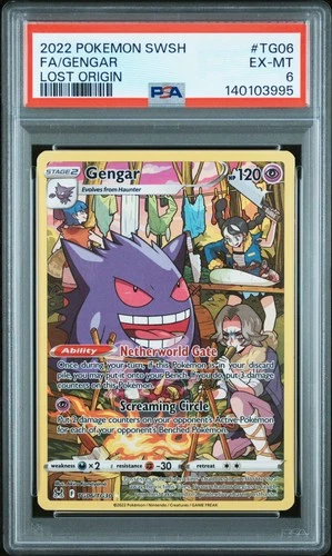 2022 POKEMON SWORD & SHIELD LOST ORIGIN #TG06 FULL ART/GENGAR PSA 6