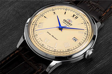 Imagen de Orient Automatic Men's Mechanical Watch Cream Roman Dial Brown Leather Date Box