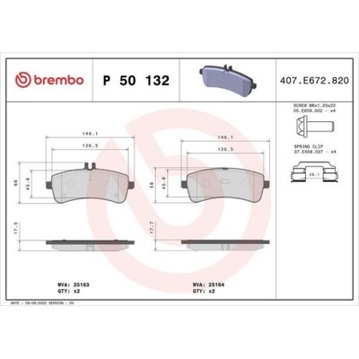 Bremsbelagsatz Scheibenbremse Brembo P50132 Prime Line für Mercedes Benz