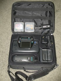 Sega Game Gear Set: Console, TV Tuner, Case, Battery Pack, Power Supply, 2 Games