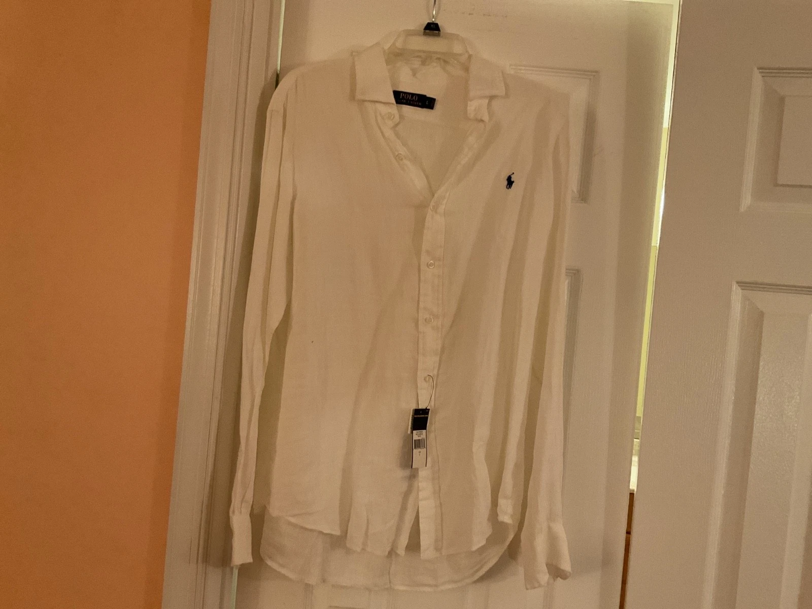 Polo Ralph Lauren Mens White, Linen Shirt, Size L, $98 MSRP