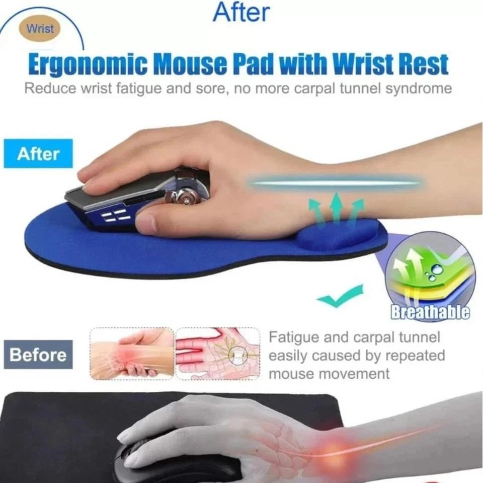 BLACK MOUSE MAT PAD ANTI-SLIP FOAM WRIST SUPPORT PC OFFICE LAPTOP MAC ~UK~ - Image 3 of 4