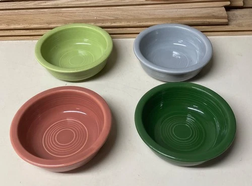 Vintage FIESTA 1950's Fruit Bowls Gray Forest Green Chartreuse Rose 4 3/4" D