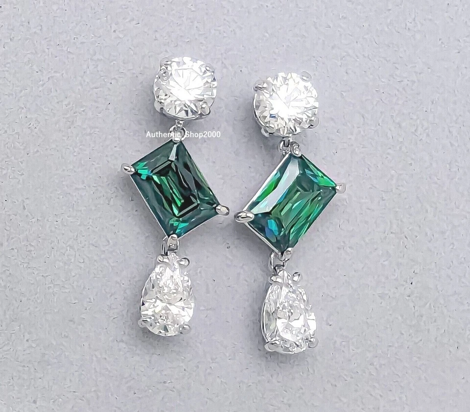Nuevos Pendientes Colgantes 100% Auténticos SWAROVSKI Blanco Verde Trío Mesmera 5665878 Foto 3 de 4