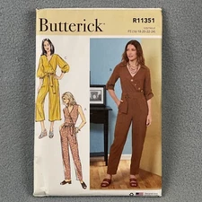 Butterick Sewing Pattern Misses Jumpsuit Sash Belt #R11351 Size 16-24 Uncut