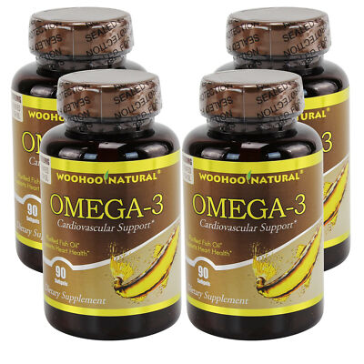 4x WooHoo Natural Purified Nature Fish Oil Omega-3 DHA EPA 90softgels