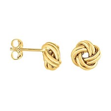 Boucles D'Oreilles Clous Brillants En Amour En Or Jaune Blanc Rose 14K