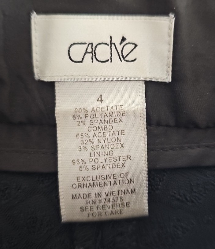 Cache Women’s Black Lace Texture Pattern Satin Tr… - image 8