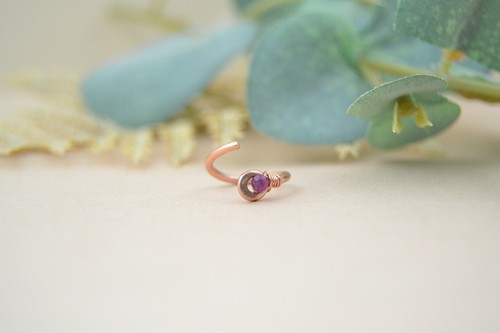 Gemstone Stud Belly Ring - 14k Rose Gold Fill, 16 Gauge 10mm - Picture 6 of 6