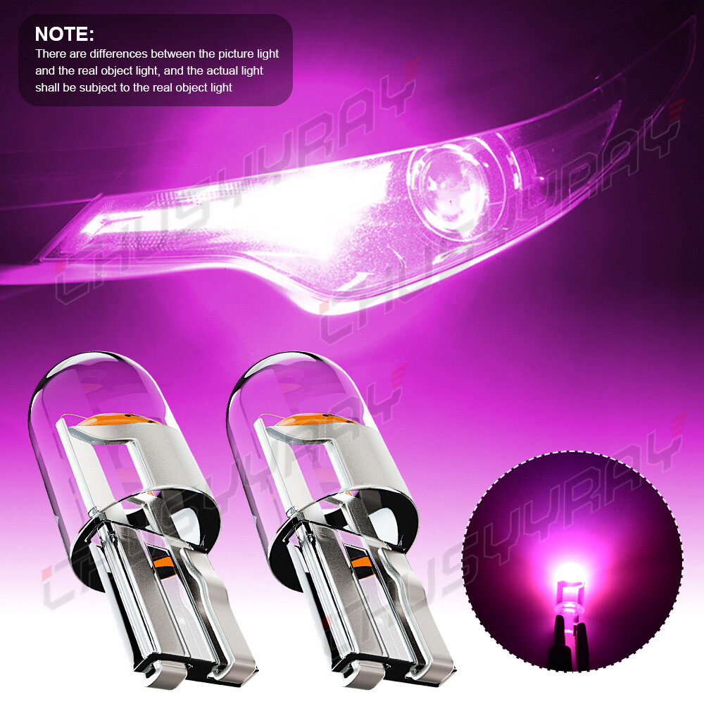 2x T10 194 W5W Pink LED Bulb 4014 Super Bright Side Marker
