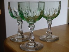 VAL ST LAMBERT 3 ANCIENS VERRES A APERITIF CRISTAL MODELE OLIVES OURALINE  11 cm
