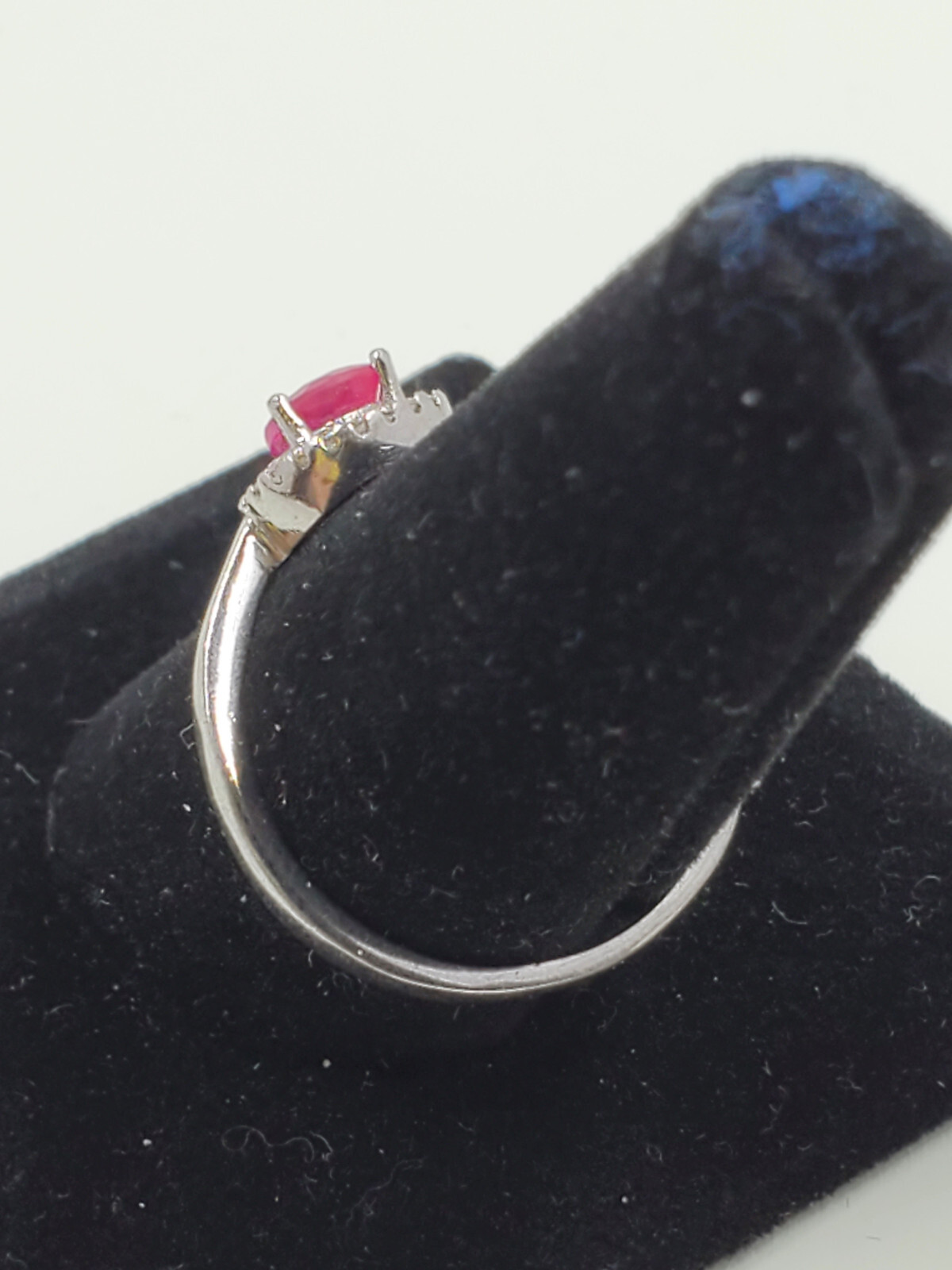 Sterling Silver Ruby Ring  Clear Cubic Zirconia 9… - image 2