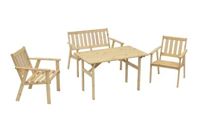 MERXX Sitzgruppe Gartengarnitur Holzgarnitur Gartenmöbel Set SYLT 4-teilig Holz Kiefer